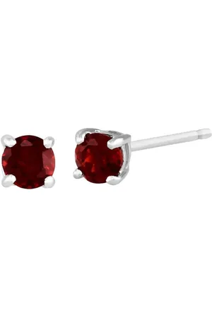 Gemondo Classic Round Garnet Stud Earrings in 9ct White Gold 3.5mm