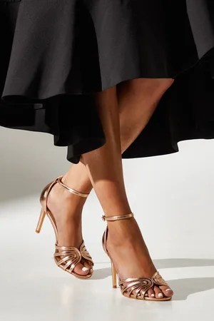 Coast Wide Fit Tilda Faux Leather Lattice Front High Heel Sandals