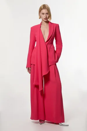Karen Millen Soft Tailored Waist Wide Leg Trousers