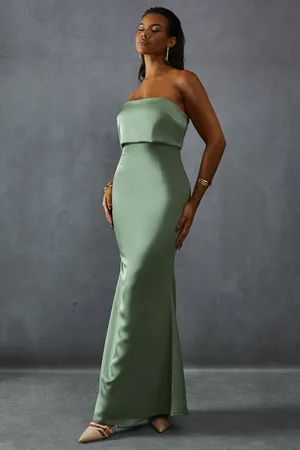 MissPap Premium Satin Bandeau Overlay Bridesmaid Dress