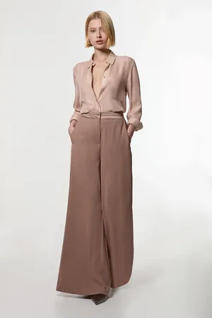 Karen Millen Satin Back Crepe Wide Leg Trouser