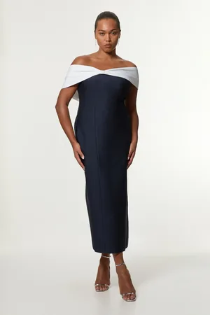 Karen Millen Plus Size Bandage Bandeau Contrast Midi Dress