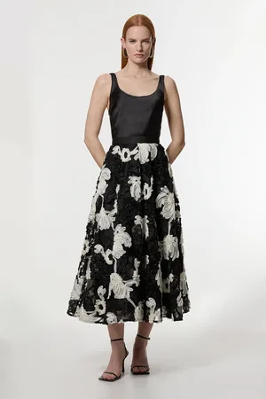 Karen Millen Tall Textured Woven Prom Skirt