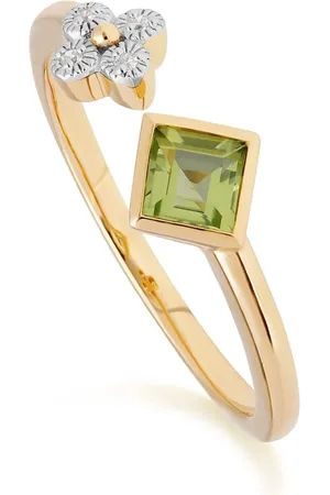 Gemondo Peridot & Diamond Open Ring in 9ct Yellow Gold
