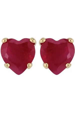 Gemondo Classic Heart Ruby Stud Earrings in 9ct Yellow Gold 4mm