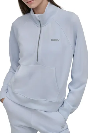DKNY Mini Stud Logo Half Zip Pullover With Kanga Pocket Rain