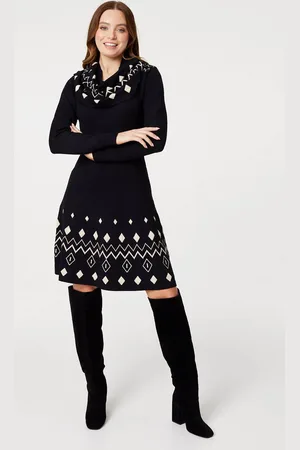 Izabel London Printed Knit Skater Dress
