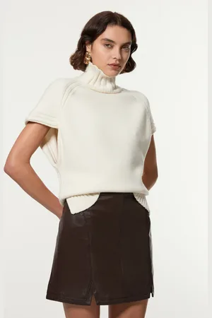 Karen Millen Leather Seam Detail Mini Skirt