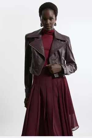 Karen Millen Leather Structured Micro Biker Jacket