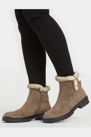 Long Tall Sally Faux Fur Lined Biker Boots In Standard Fit