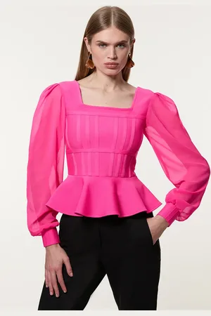 Karen Millen Figure Form Bandage Knit Frill Edge Top