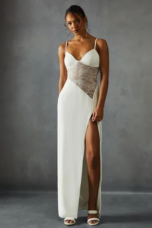 MissPap Lace Insert Strappy Cupped Maxi Dress