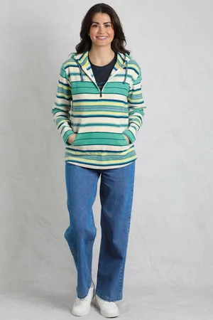 Weird Fish Lana 1/4 Zip Stripe Microfleece Hoodie
