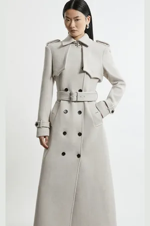 Karen Millen Petite ltalian Wool Tailored Belted Trench Coat