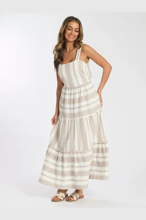 South Beach Square Neck Jacquard Maxi Dress