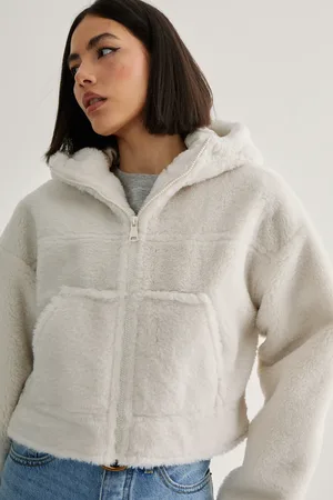 NASTY GAL Quilted Borg Hooded Jacket