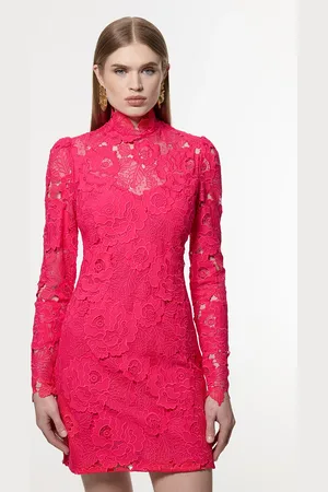 Karen Millen Guipure Lace High Neck Woven Mini Dress