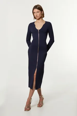 Karen Millen Zip Up Full Needle Knitted Dress