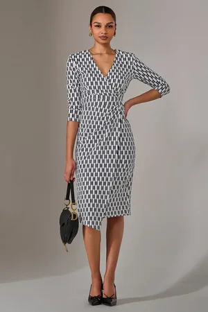 Jolie Moi 3/4 Sleeve Wrap Shift Dress