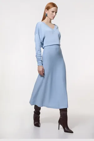 Karen Millen Viscose Blend V Neck Knit Midi Dress