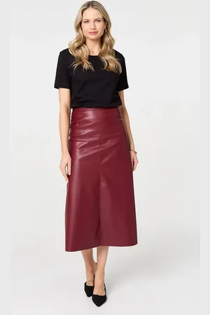 Izabel London Faux Leather High Waist Midi Skirt
