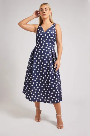 Yours Polka Dot Pleated Midi Dress
