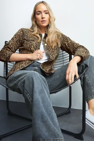 Long Tall Sally Tall Leopard Print Denim Jacket