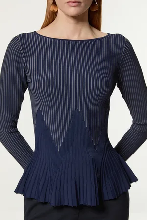 Karen Millen Zig Zag Stitch Detail Peplum Knitted Top