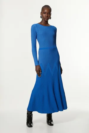 Karen Millen Petite Zig Zag Detail Knitted Maxi Dress