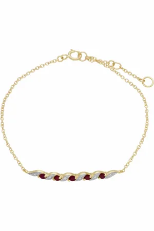 Gemondo Classic Style Ruby & Diamond Spiral Bracelet in 9ct Yellow Gold