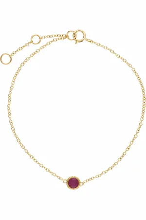 Gemondo Classic Single Stone Round Ruby Milgrain Bracelet in 9ct Yellow Gold