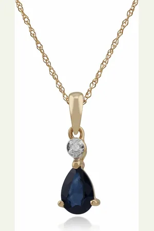 Gemondo Classic Pear Sapphire & Diamond Pendant in 9ct Yellow Gold