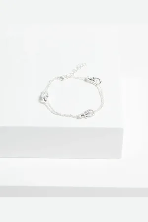 Simply Silver Sterling 925 Double Chain Link Bracelet