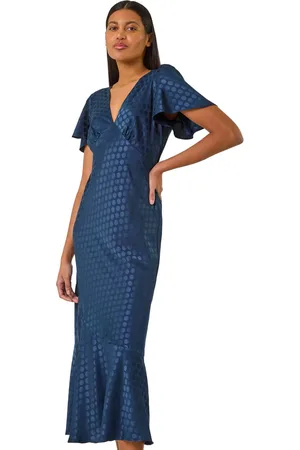 Roman Spot Print V-Neck Midi Dress