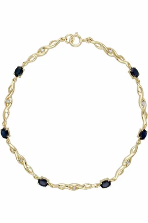 Gemondo Classic Style Oval Sapphire & Diamond Tennis Bracelet in 9ct Yellow Gold