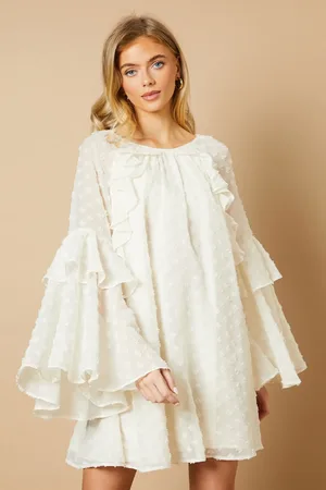 Oasis Dobby Chiffon Ruffle Sleeve Mini Dress
