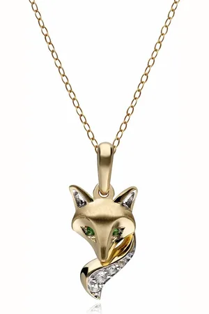 Gemondo Gardenia Tsavorite Fox Pendant Necklace In 9ct Yellow Gold