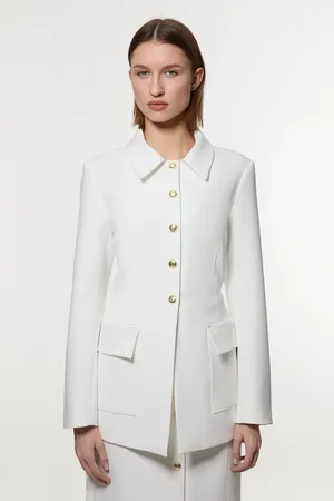 Karen Millen Clean Tailored Single Breasted Longline Jacket