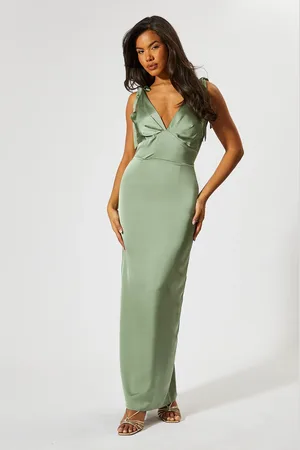MissPap Premium Satin Tie Shoulder Bridesmaid Dress