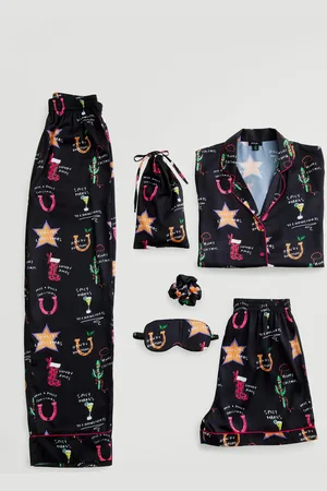 NASTY GAL Western Conversational Holiday 6PC Pajama Set