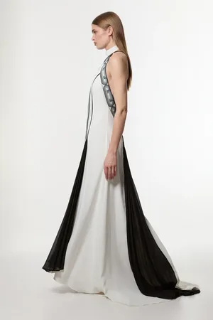 Karen Millen Amelia Graham Petite Printed Statement Woven Gown