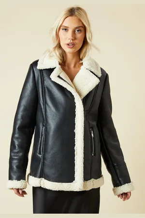 Dorothy Perkins Faux Leather Longline Aviator Jacket