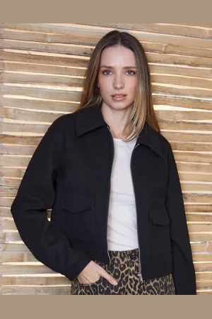 Threadbare Faux Wool Collared Harrington Jacket