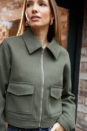Threadbare Faux Wool Collared Harrington Jacket