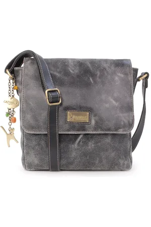 Catwalk Collection Handbags Sabine M Medium Distressed Leather Messenger Crossbody Bag