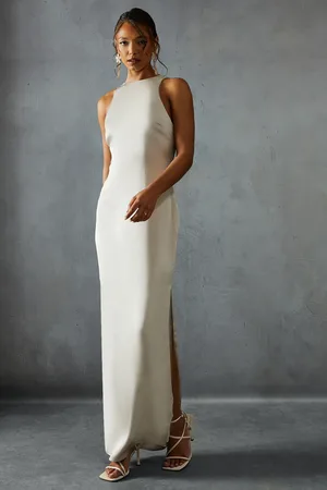 MissPap Premium Satin Racer Open Back Bridesmaid Dress