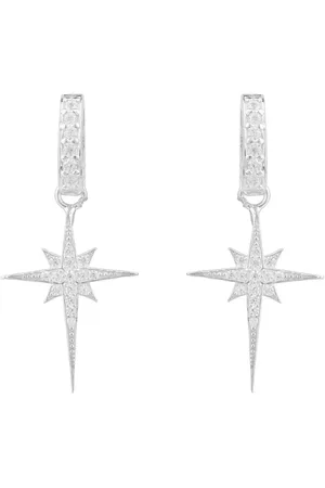 Latelita North Star Burst Small Drop Earrings Silver