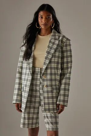 warehouse Oversized Check blazer