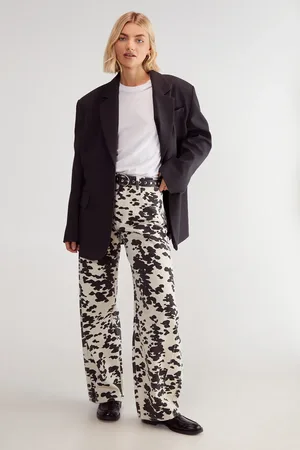 NASTY GAL Denim Dalmatian Print Barrell Leg Jean