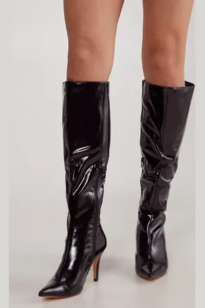 NASTY GAL Faux Leather Knee High Pointed Boot